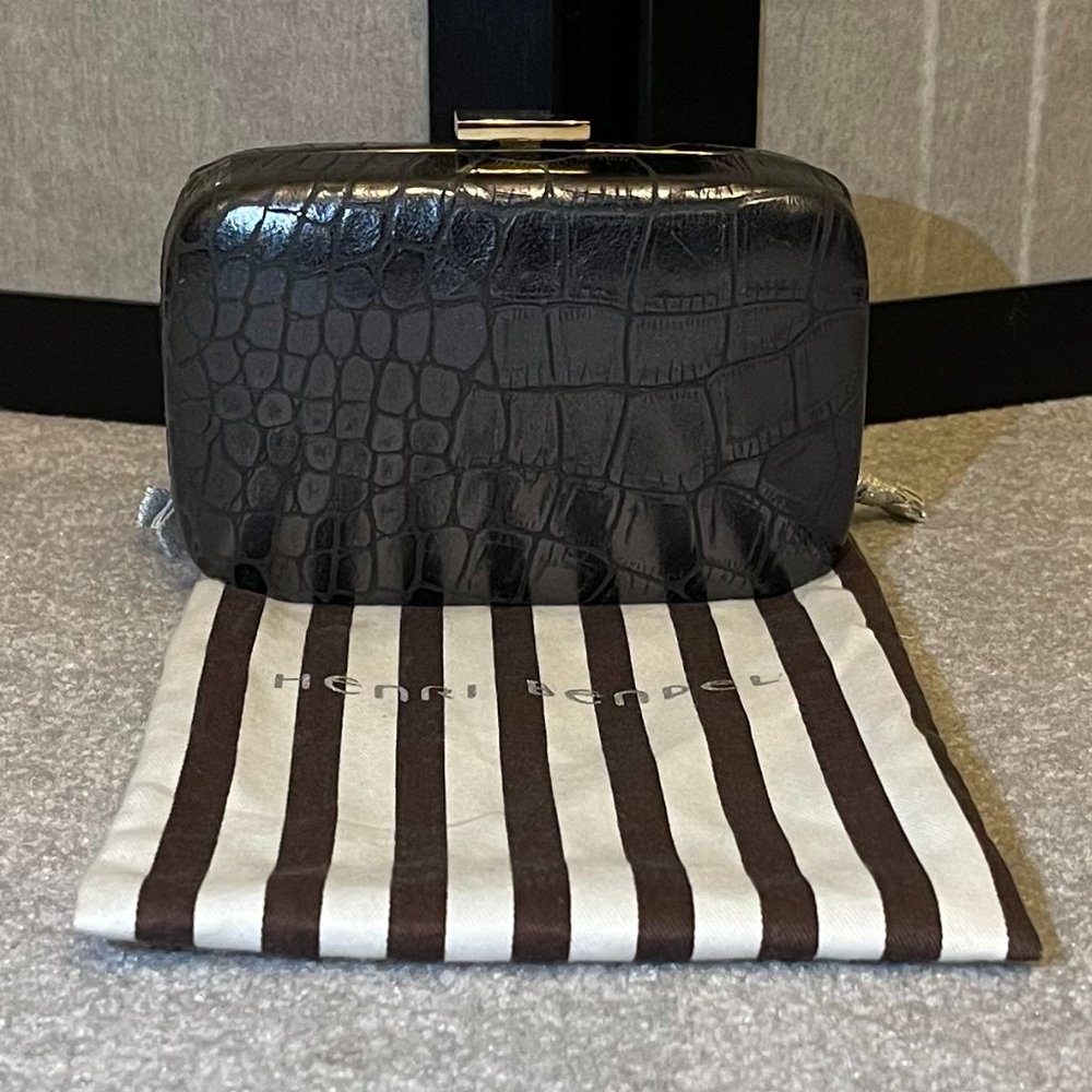 Henri Bendel Grey Snake Pattern Clutch Crossbody
